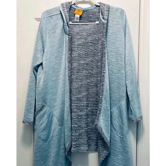 Ruby Rd Hoodie Open Cardigan Blue/Gray Pockets NWOT Med - Picture 3 of 7
